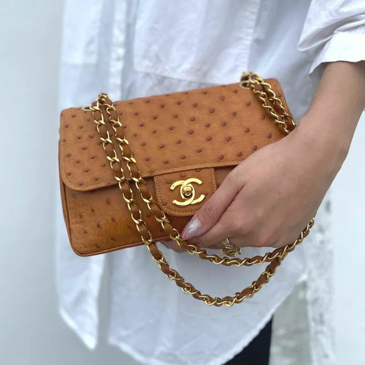 sh018-chanel-vintage-brown-ostrichskin-23cm-classic-flap-bag