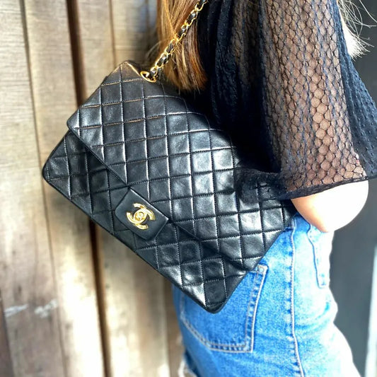 jt006-chanel-vintage-black-lambskin-27cm-classic-flap-bag