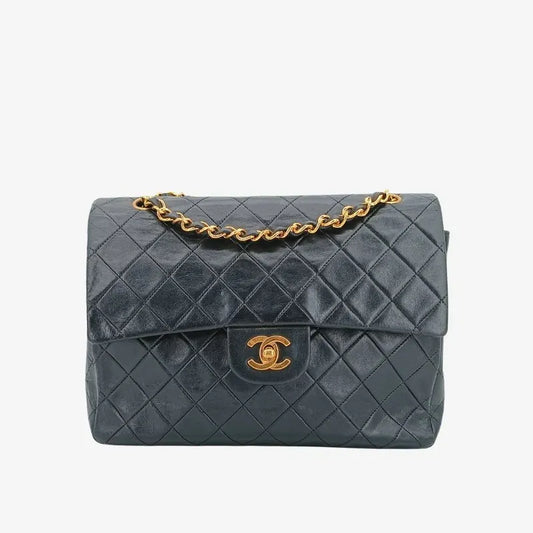jr383-chanel-vintage-black-lambskin-25cm-flap-bag
