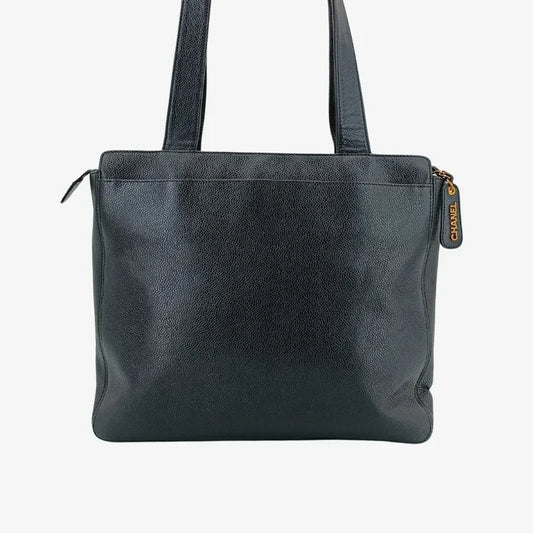 jw208-chanel-vintage-black-caviar-leather-embroidered-logo-tote-bag
