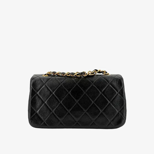 JY767 - CHANEL Vintage Black Lambskin Full Flap Bag