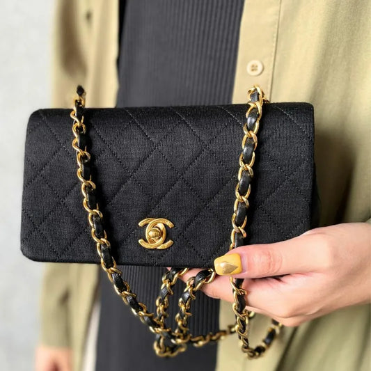 js716-chanel-vintage-black-cotton-lambskin-full-flap-bag