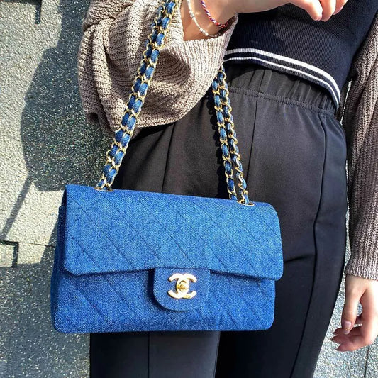 90188163-chanel-vintage-blue-denim-23cm-classic-flap-bag