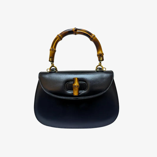 jw434-gucci-vintage-black-box-leather-bamboo-shoulder-bag