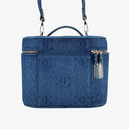 JW215 - CHANEL Vintage Blue Denim Vanity Case