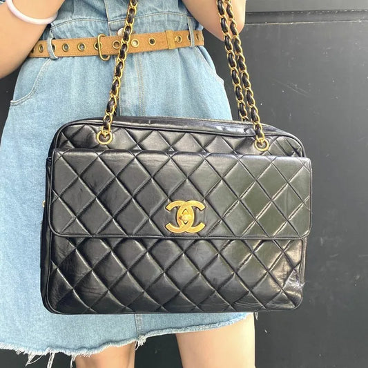 jt184-chanel-vintage-black-lambskin-quilted-tote-bag