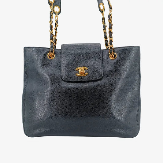 js543-chanel-vintage-black-caviar-leather-tote-bag