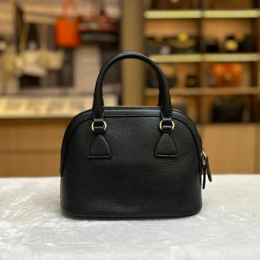 jw726-gucci-dome-black-leather-handbag