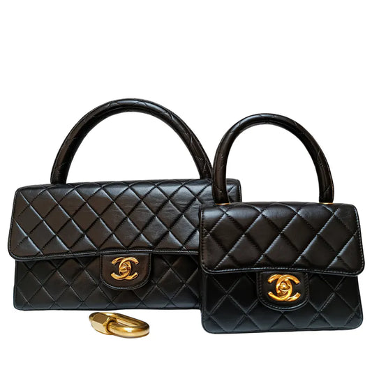 rb816-chanel-vintage-black-lambskin-qulited-handle-bag-set