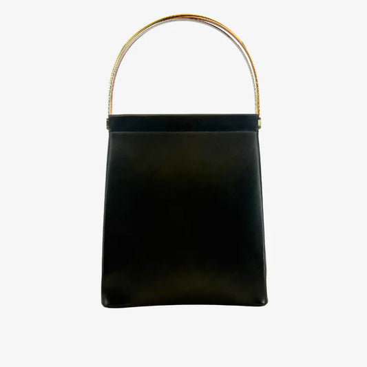 JAH207 - CARTIER Vintage Black Leather Handbag