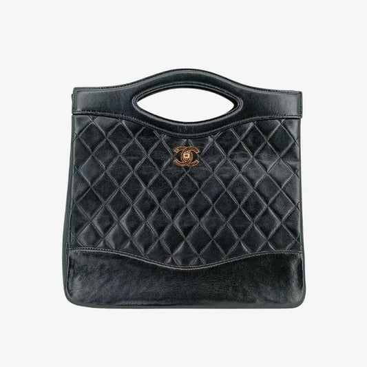js719-chanel-vintage-black-lambskin-quilted-31-tote-bag