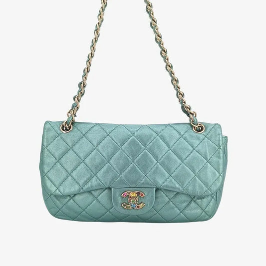 ra595-chanel-vintage-green-lambskin-crystal-embellished-flap-bag
