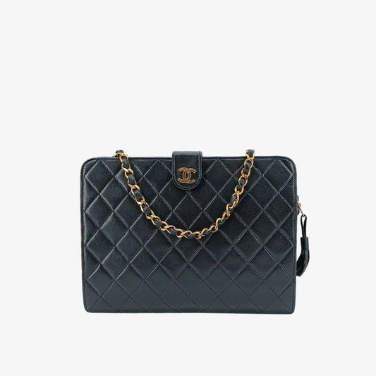 jt295-chanel-vintage-black-lambskin-quilted-shoulder-bag
