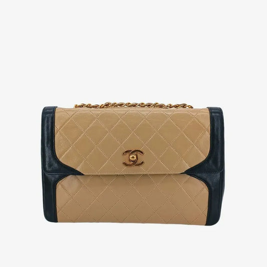 jt253-chanel-vintage-beige-lambskin-quilted-flap-bag