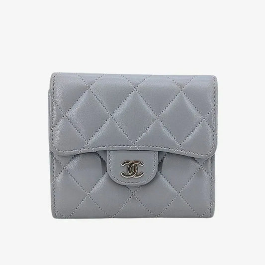 jt422-chanel-gery-lambskin-classic-small-flap-wallet