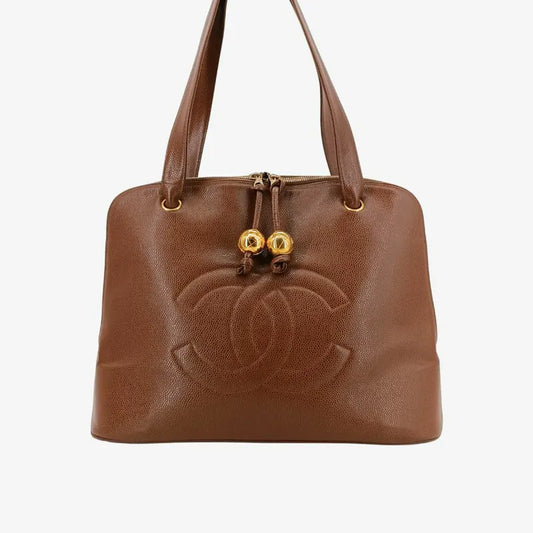 rb181-chanel-vintage-brown-caviar-leather-embroidered-logo-golden-ball-tote-bag