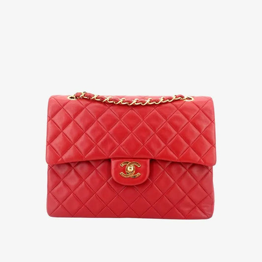 js518-chanel-vintage-red-lambskin-25cm-flap-bag