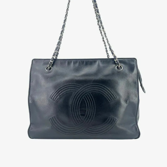 jw415-chanel-vintage-black-lambskin-tote-bag