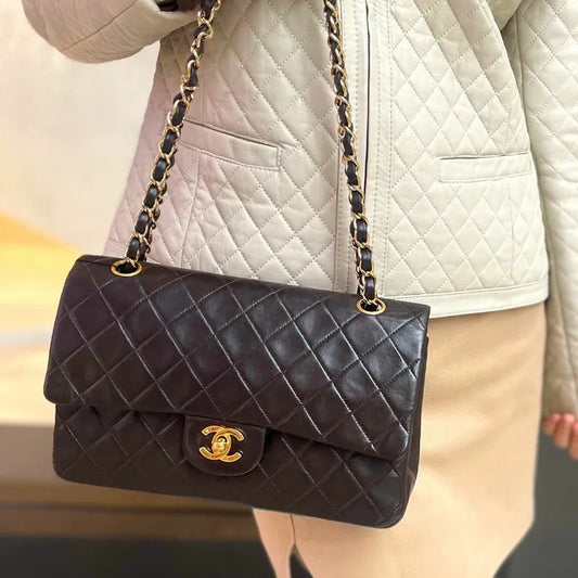 jt575-chanel-vintage-brown-lambskin-25cm-classic-flap-bag