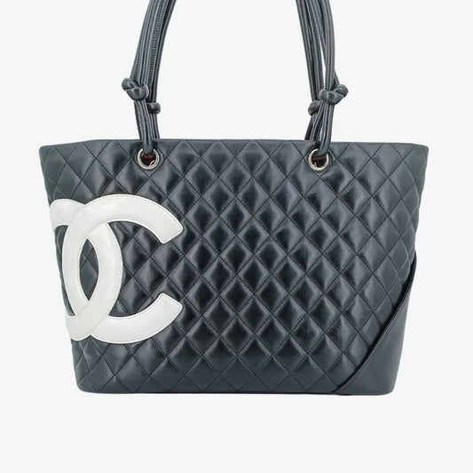 jah136-chanel-vintage-black-calfskin-cambon-tote-bag