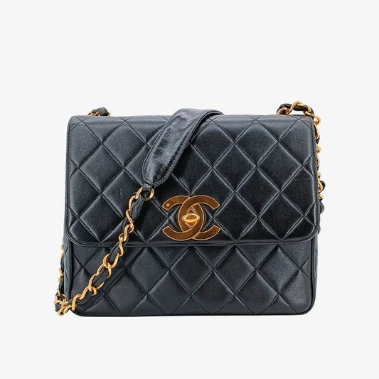 jt228-chanel-vintage-black-lambskin-qulited-flap-bag