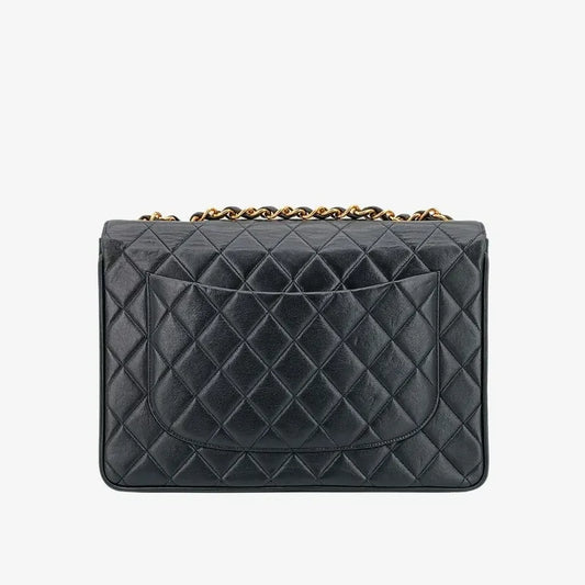 js465-chanel-vintage-black-lambskin-quilted-jumbo-flap-bag