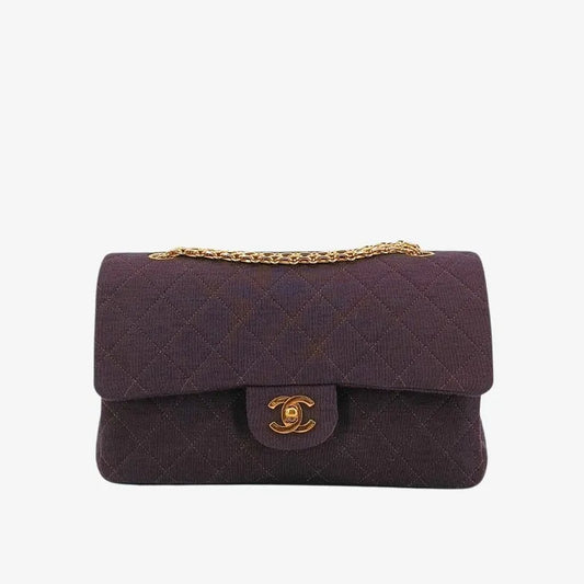 c362-chanel-vintage-brown-cotton-255-chain-classic-flap-bag