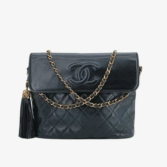 jah124-chanel-vintage-black-lambskin-quilted-flap-bag