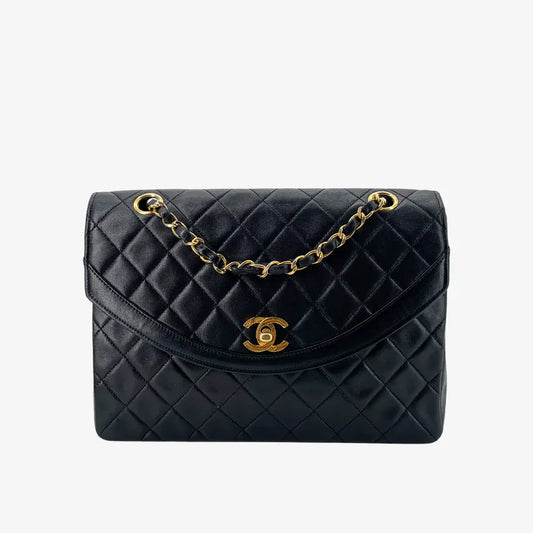 jw847-chanel-vintage-black-lambskin-quilted-flap-bag