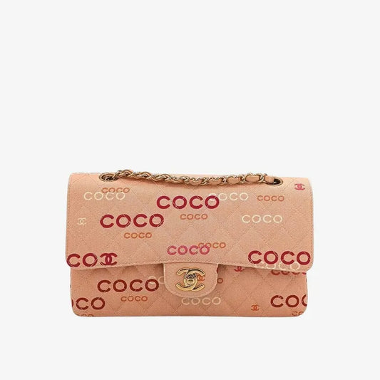 sh012-chanel-vintage-pink-canvas-coco-print-flap-bag