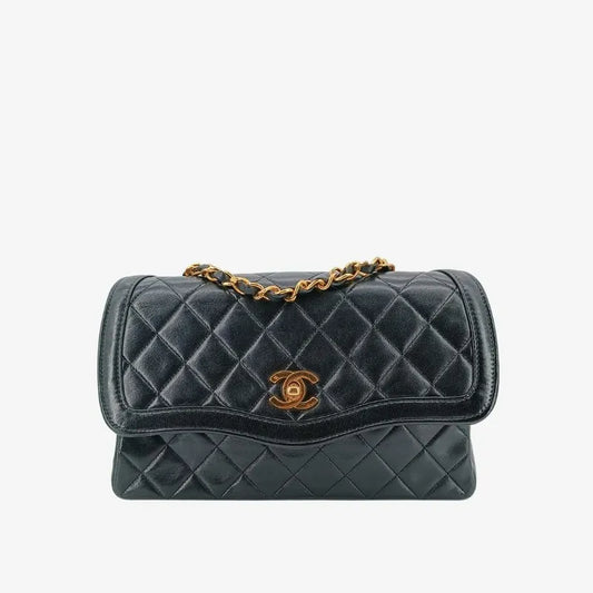jt227-chanel-vintage-black-lambskin-quilted-flap-bag