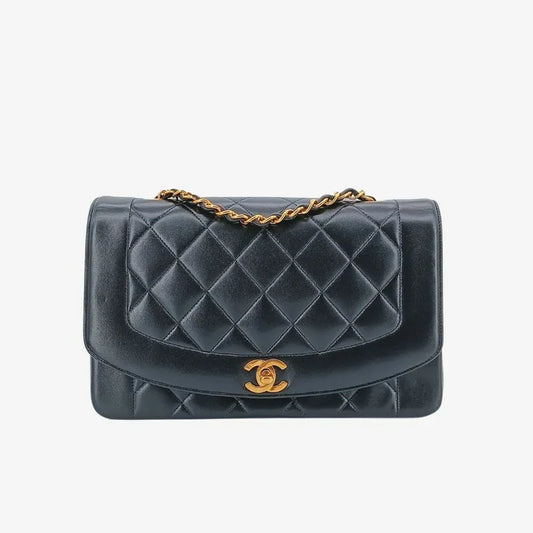 ra086-chanel-vintage-black-lambskin-25cm-diana-flap-bag