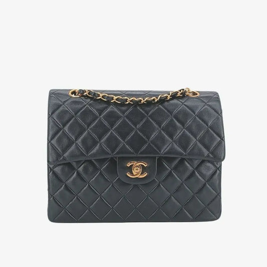 ra374-chanel-vintage-black-lambskin-25cm-flap-bag