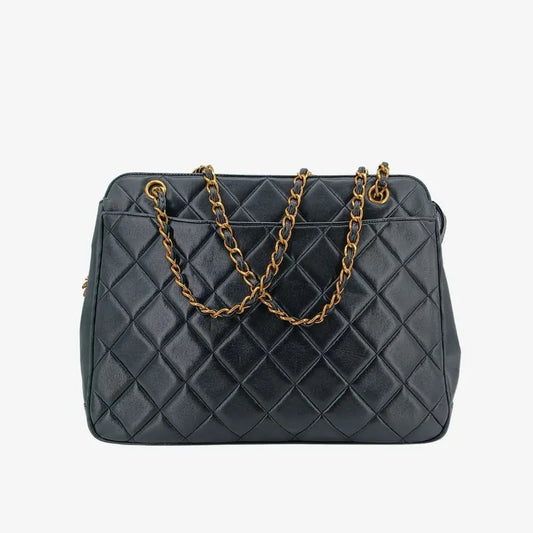 jah182-chanel-vintage-black-lambskin-sun-flower-charm-tote-bag