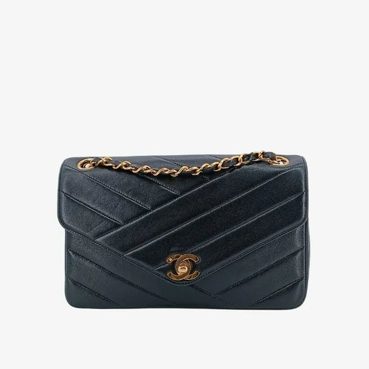 jah117-chanel-vintage-black-lambskin-cross-stripe-flap-bag