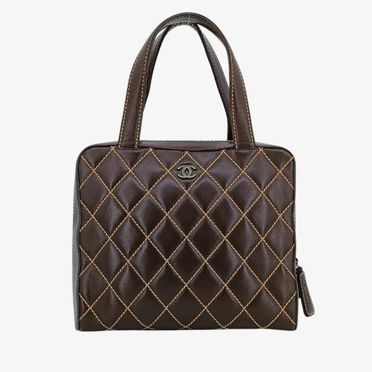 jt583-chanel-vintage-brown-calfskin-wild-stitch-handbag