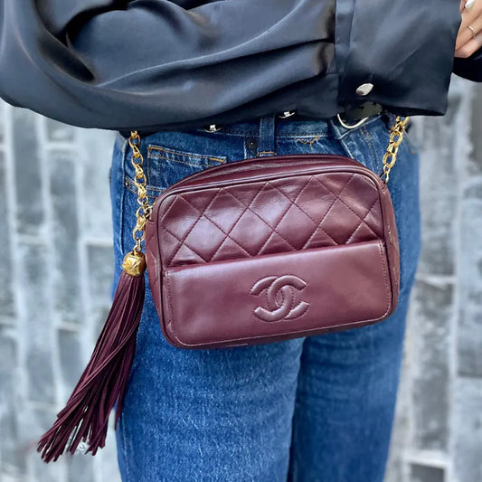 rb636-chanel-vintage-brown-lambskin-tassels-gold-chain-camera-bag