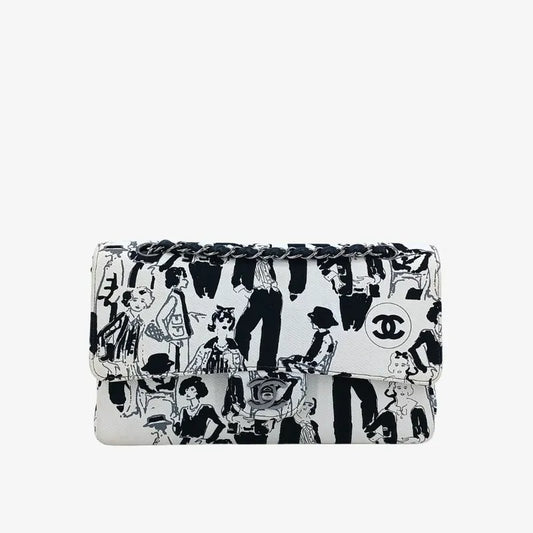 sh013-chanel-vintage-white-black-canvas-karl-lagerfeld-sketch-classic-flap-bag