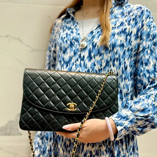 jt916-chanel-vintage-black-lambskin-half-moon-flap-bag