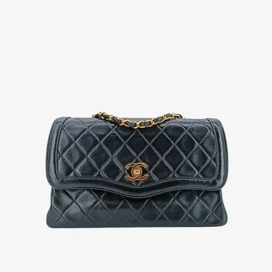 jt617-chanel-vintage-black-lambskin-quilted-flap-bag