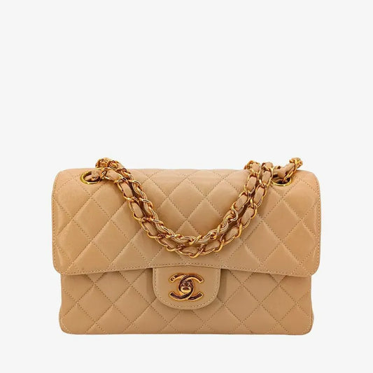 c343-chanel-vintage-beige-lambskin-23cm-double-side-flap-bag