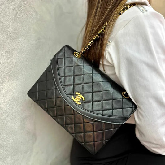 c442-chanel-vintage-black-lambskin-quilted-flap-bag