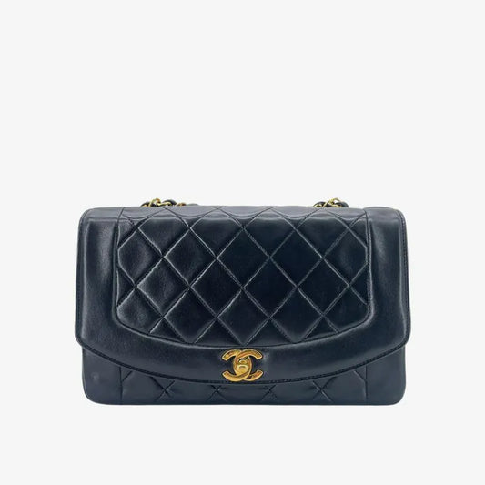 jw747-chanel-vintage-black-lambskin-25cm-diana-flap-bag