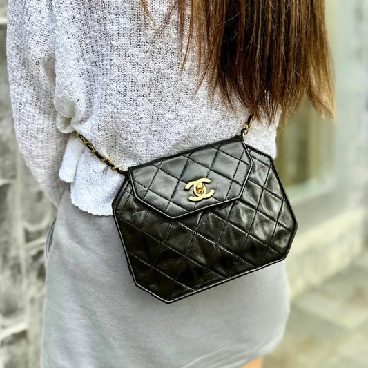 jah144-chanel-vintage-black-lambskin-octagonal-flap-bag