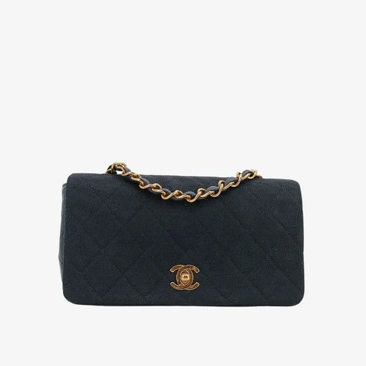 js716-chanel-vintage-black-cotton-lambskin-full-flap-bag