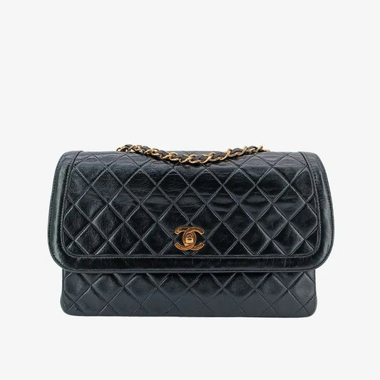 jah150-chanel-vintage-black-lambskin-quilted-flap-bag
