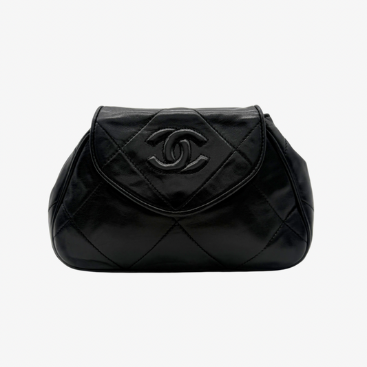 CS076 - CHANEL Vintage Black Lambskin Coco Matelasse Shoulder Bag