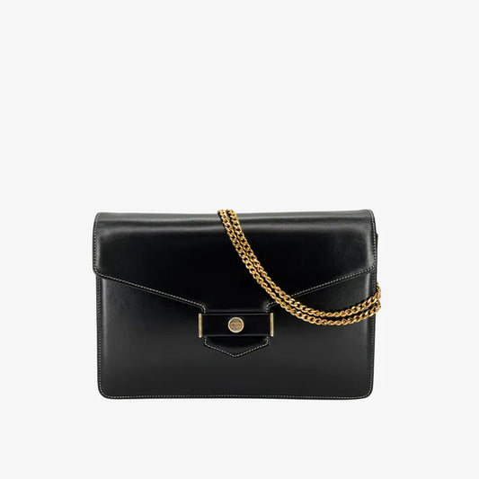 JZ565 - CHRISTIAN DIOR Vintage Black Calf Leather Shoulder Bag