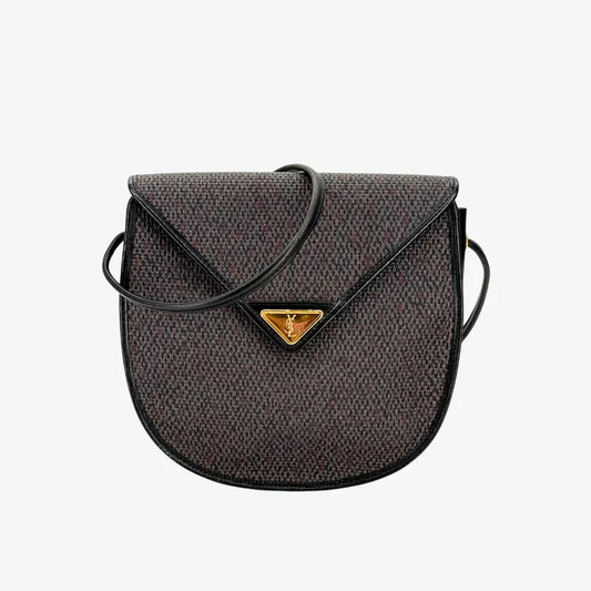 RE786 - YVES SAINT LAURENT Leather Multi Canvas Purple Printed Shoulder Bag