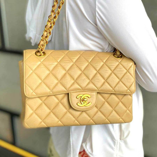 js724-chanel-vintage-beige-lambskin-23cm-double-side-flap-bag